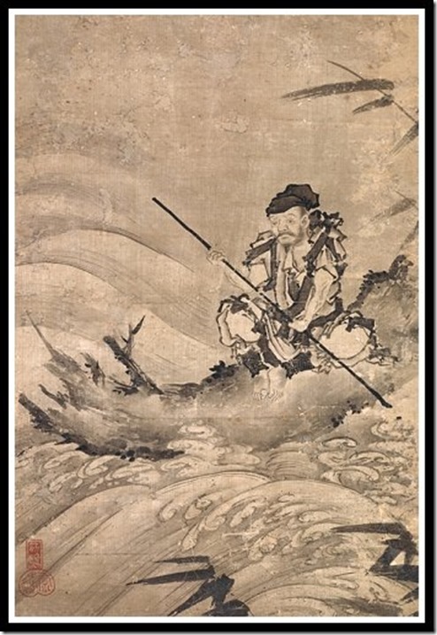  החוקר הסיני Choken על רפסודה, מאת האמן Maejima Soyu , שהיה פעיל באמצע המאה ה-16. אין לאיור אמנם קשר ישיר לרוחניות מזרחית, אבל הוא היחיד שמצאתי שמבטא את הרעיון.